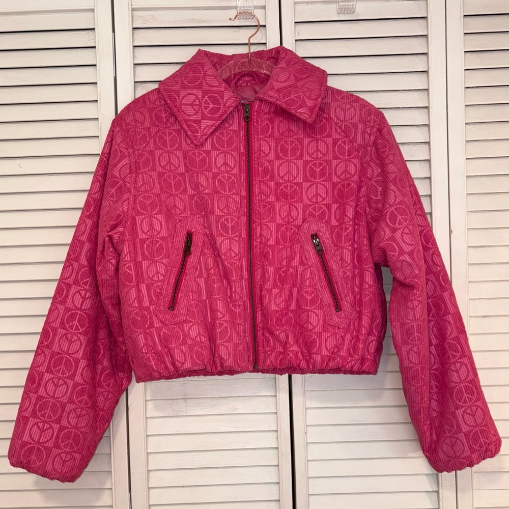 Magenta peace sign jacket